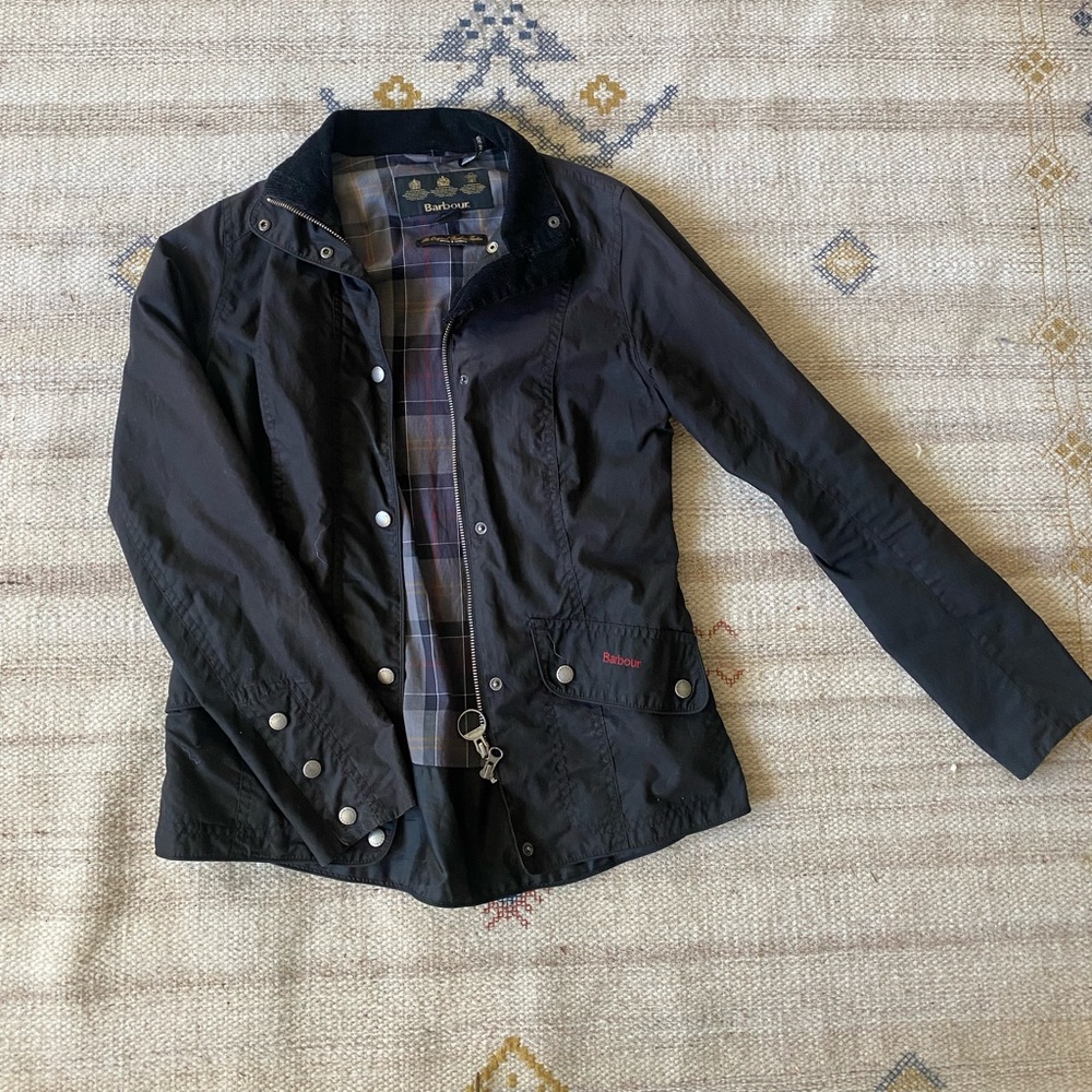Black wax Barbour spring jacket